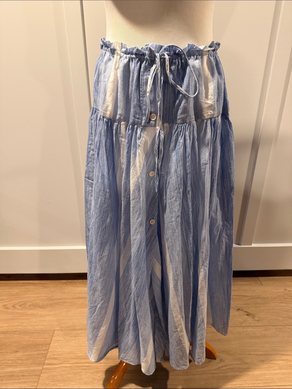J.Crew (Maryam Nassir Zadeh collab) Light Blue and White Striped skirt.